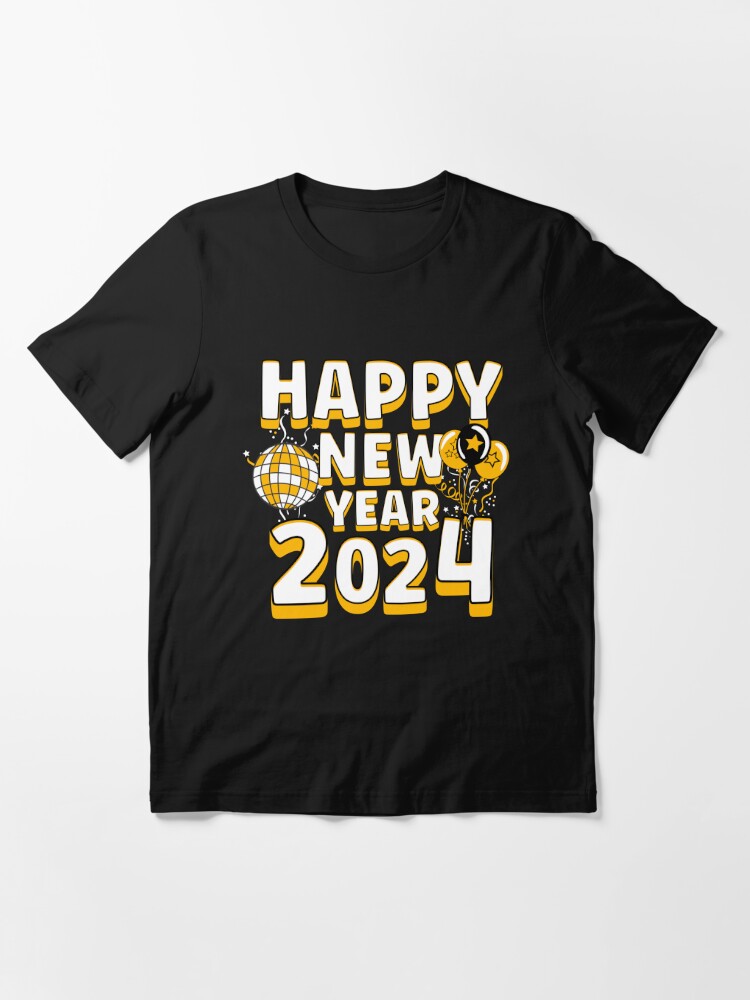 Bonne Année 2024 Ballon Et Ornements Autocollant Floral Moderne Ou  Conception De T-shirt