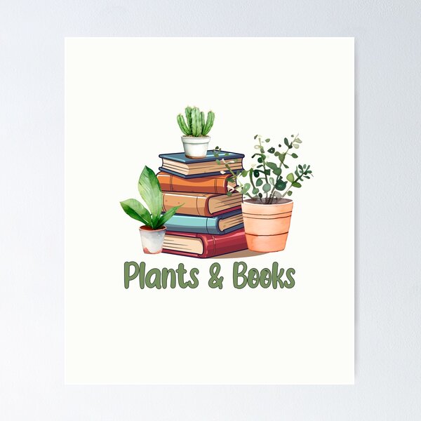 Organic Bookish Decor: with Books and Plants Poster for Sale by FuroAI