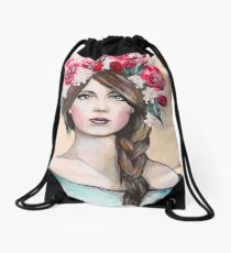 Crown of Roses Drawstring Bag