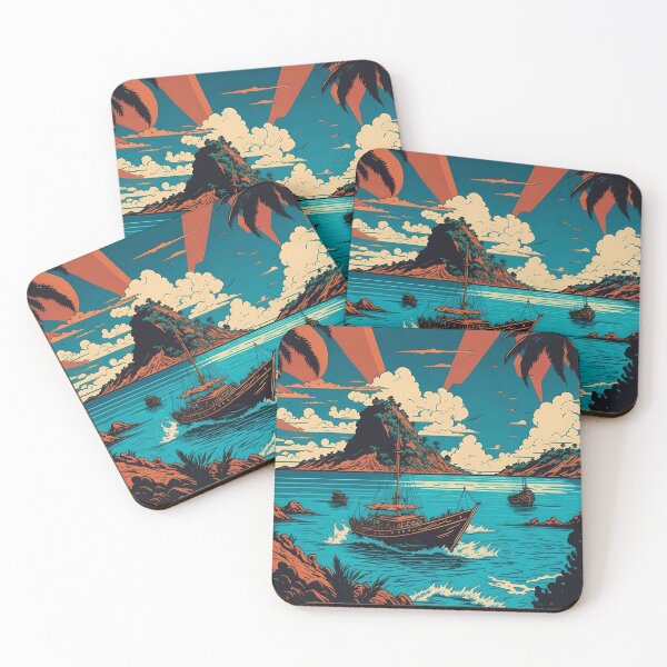 Item preview, Landscape with a boat in the sea. designed and sold by HannabiArts.