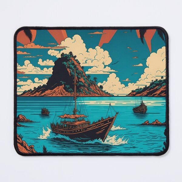 Item preview, Landscape with a boat in the sea. designed and sold by HannabiArts.