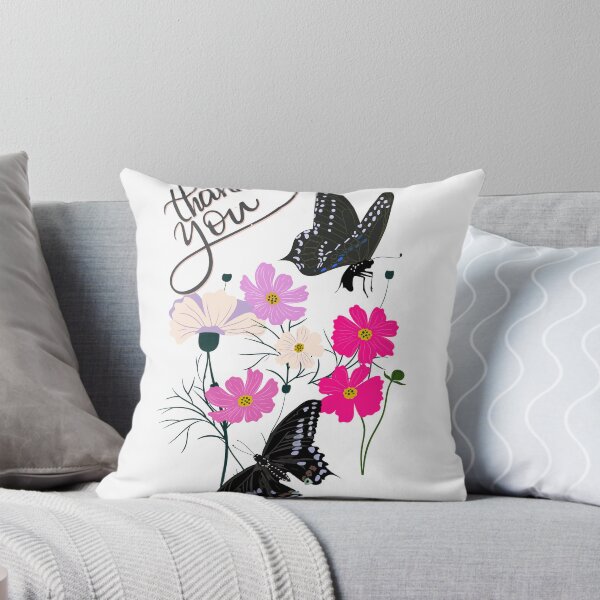 Item preview, thank you card cosmo flowers swallowtail butterfly designed and sold by Kim Prowse.