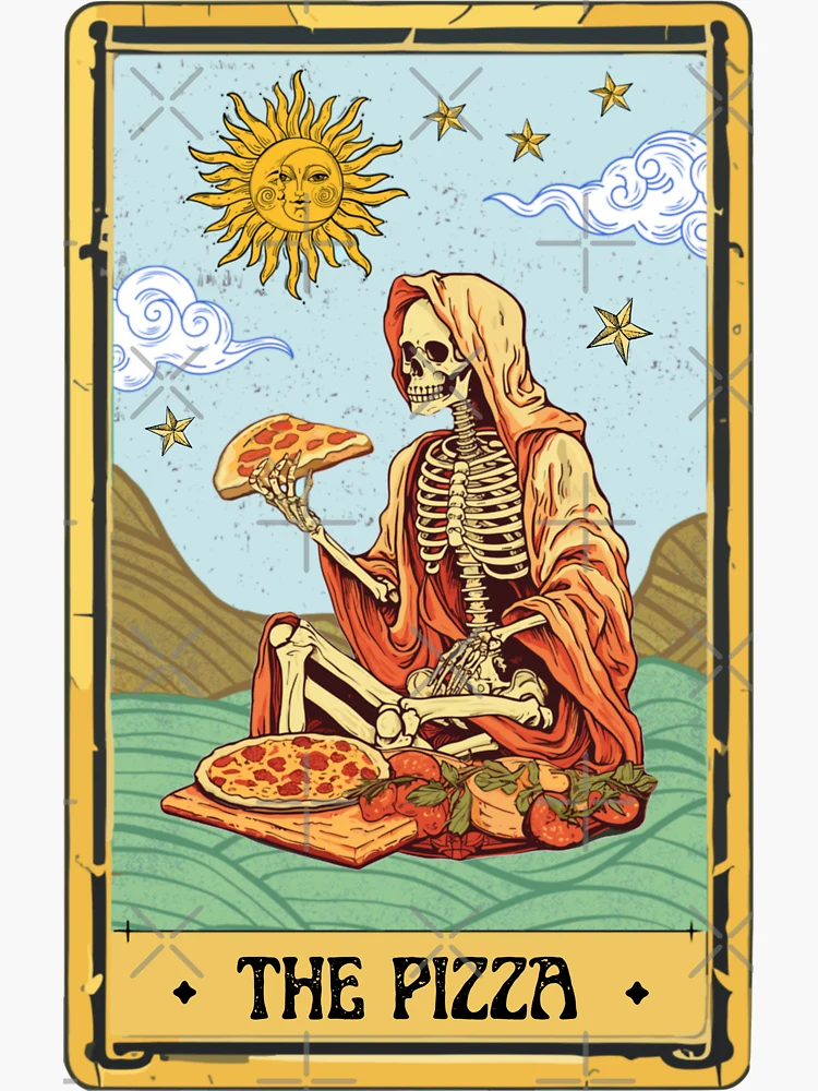 Pizza Tarot Card, Funny Tarot Card, Cat Tarot Card, Death Tarot Card, Meme,  Spooky Art Sticker for Sale by KosiBosi