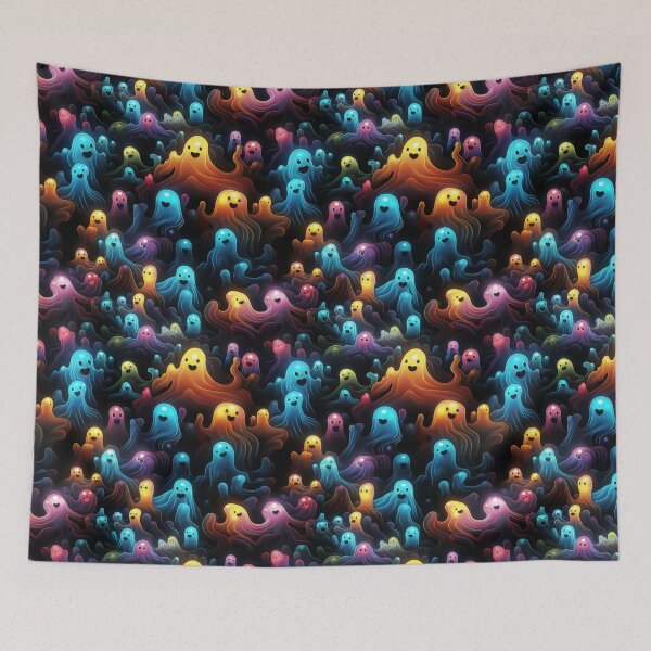 Item preview, Colorful Galaxy Ghosts Fun Halloween Pattern designed and sold by wizardsncastles.