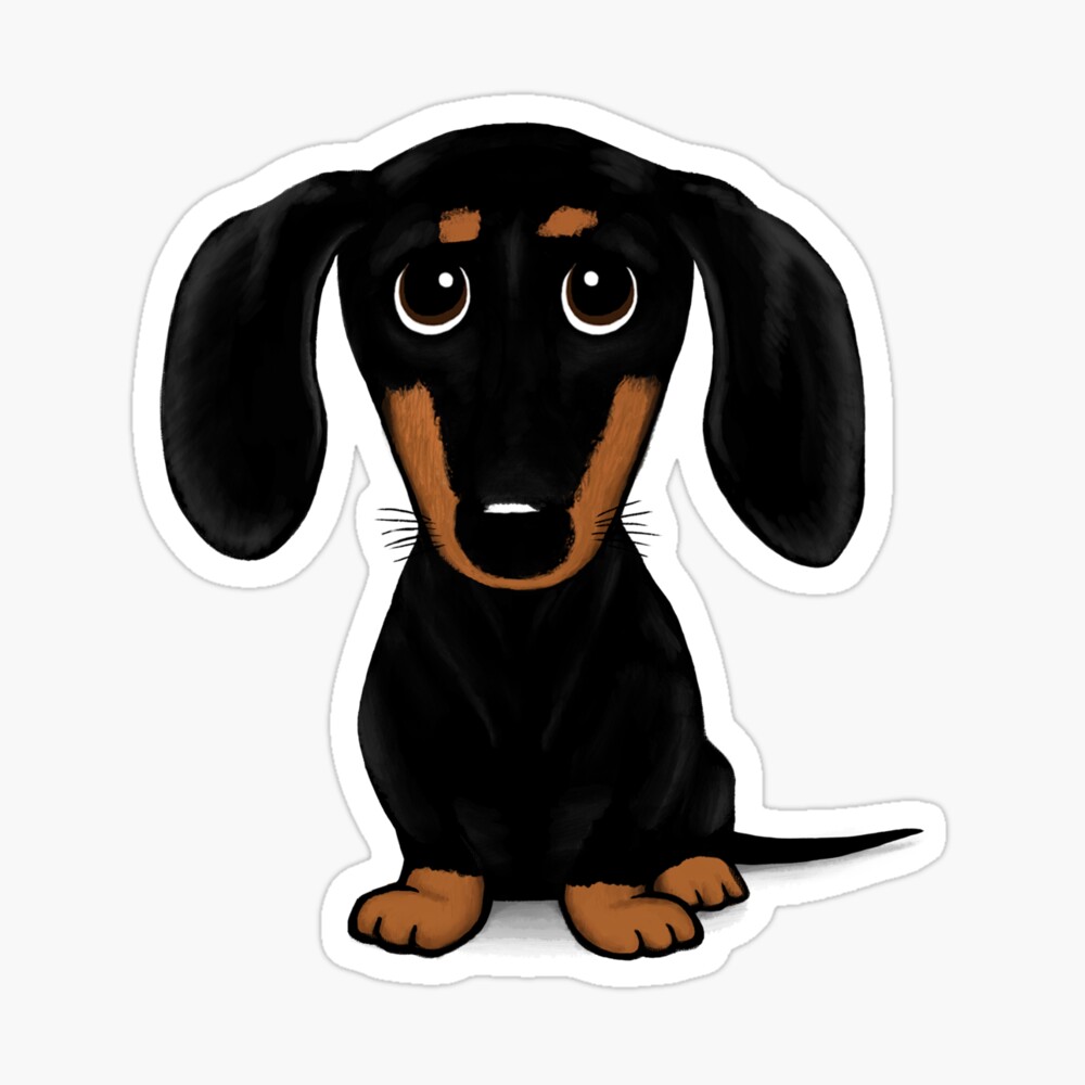 Cute Black and Tan Smooth Coated Dachshund Cartoon Dog Cute Black and Tan Smooth Coated Dachshund Cartoon Dog
