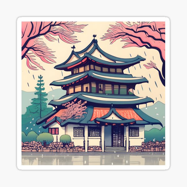 Item preview, Old Traditional Korean house Hanok Drawing designed and sold by Patricks-Art.