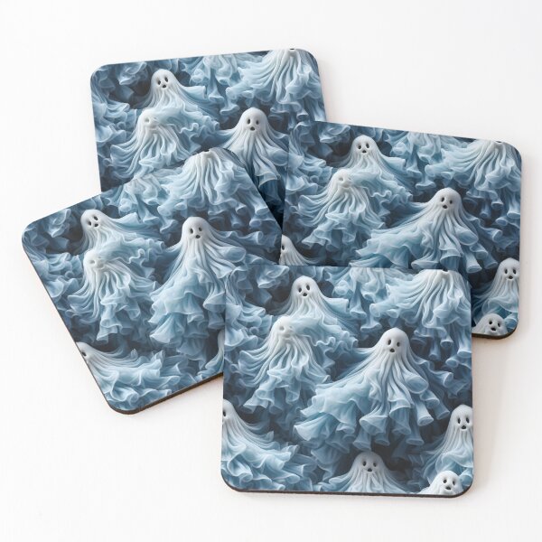 Item preview, 3D Porcelain Blue and White Halloween Ghosts Pattern designed and sold by wizardsncastles.
