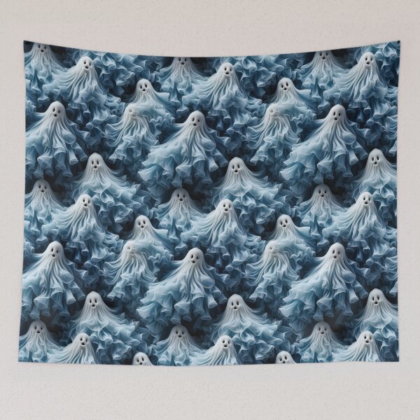 Item preview, 3D Porcelain Blue and White Halloween Ghosts Pattern designed and sold by wizardsncastles.