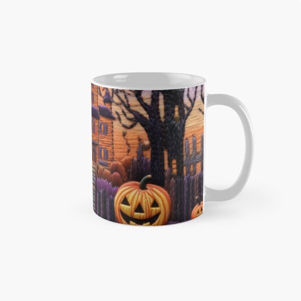 Item preview, Embroidered Halloween Pattern, Castle, Pumpkins, Trees designed and sold by Sunmoonlove.