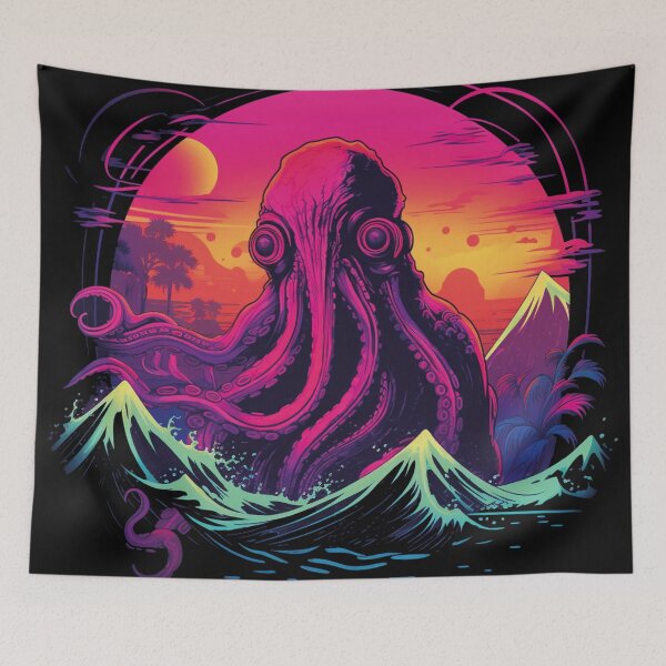 Item preview, Retrowave Cthulu designed and sold by JackBexDesign.