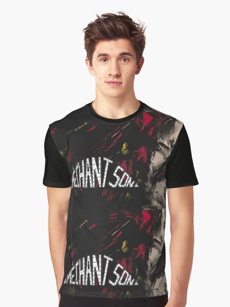 Aperçu 1 sur 5. T-shirt graphique avec l'œuvre Méchant son , matériel promotionnel. créée et vendue par martinb1962.