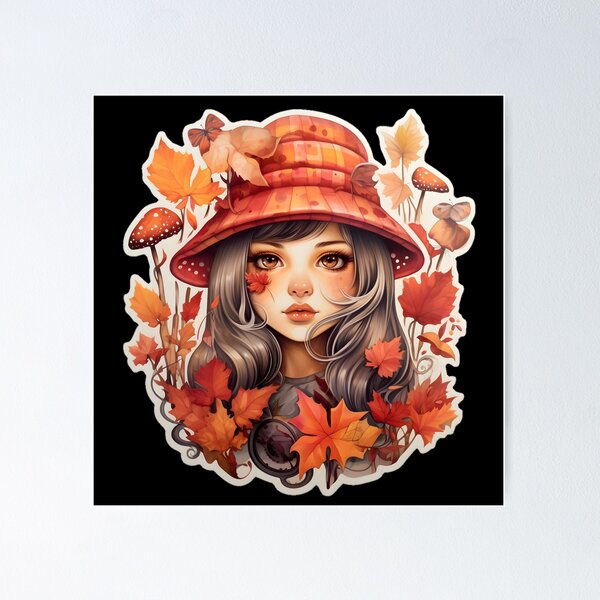 Item preview, Girl with maple leafs and mushrooms  designed and sold by Trendy-Artistry.