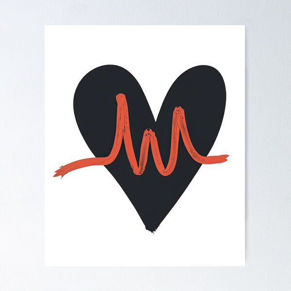 Item preview, Heart with red heartbeat line designed and sold by AleCala.