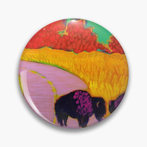 Item preview, Wichita Mountain Bison Crossing the Road in Red designed and sold by Mad World Art Ltd. Co..