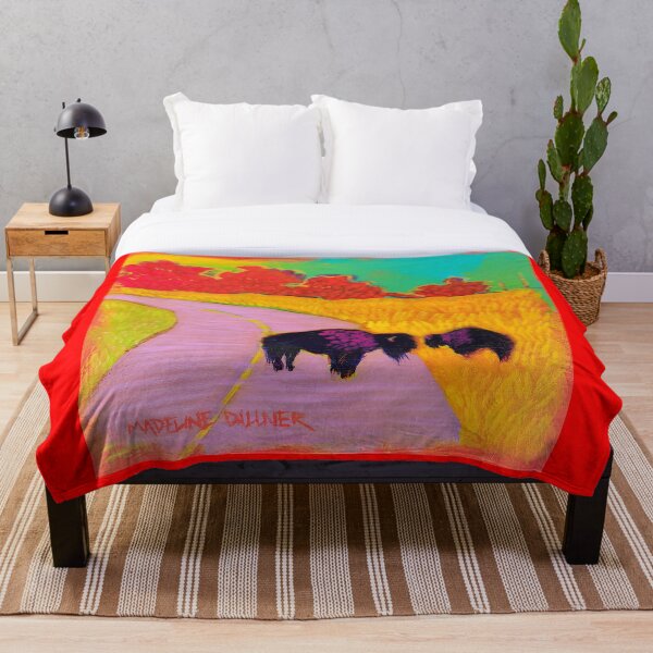 Item preview, Wichita Mountain Bison Crossing the Road in Red designed and sold by Mad World Art Ltd. Co..