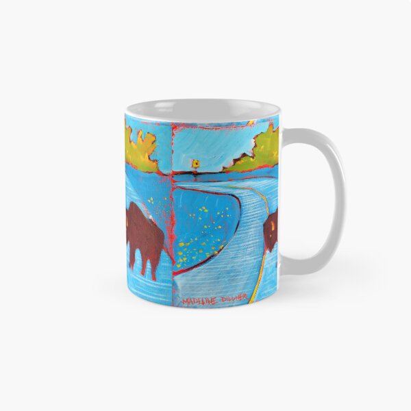 Item preview, Wichita Mountain Bison Crossing the Road in Blue designed and sold by Mad World Art Ltd. Co..