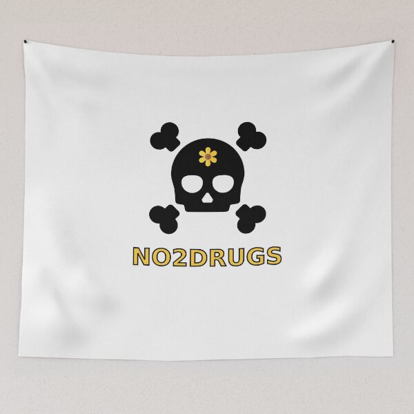 Item preview, No to Drugs Large Skull and Crossbones Flower Anti-Drug Light Color designed and sold by TinyStarAmerica.