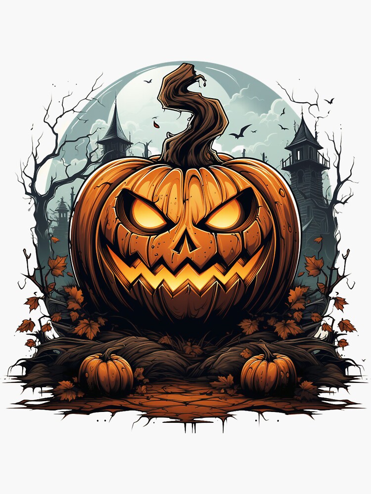 Premium Vector  Halloween illustration of a scary orange pumpkin as  sticker, print or pattern. jack head lantern