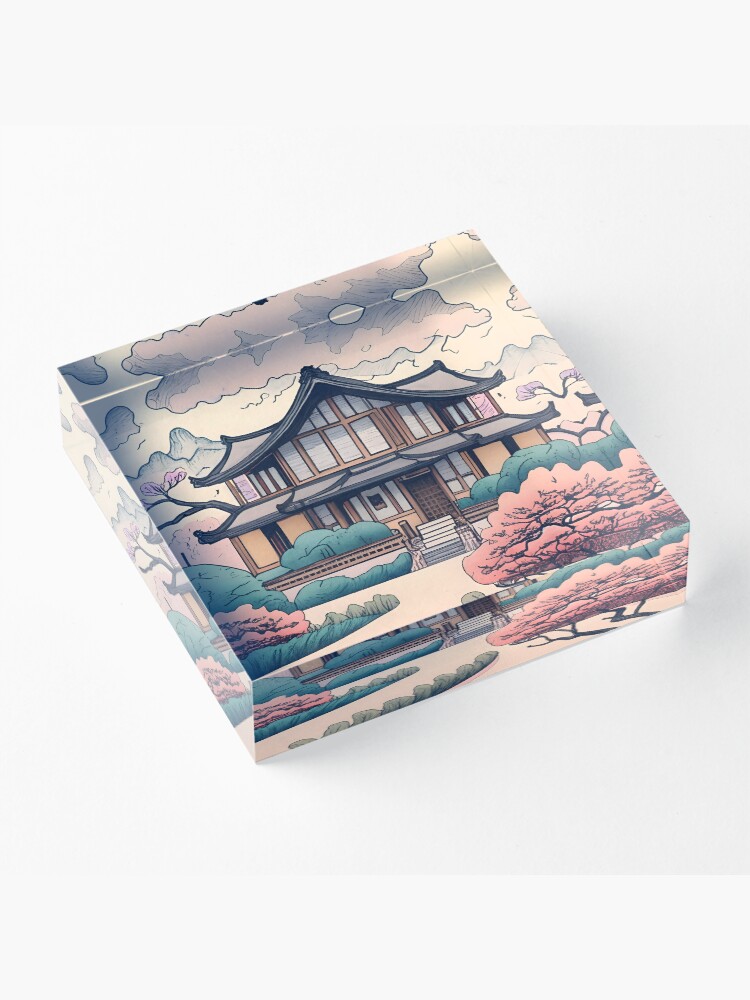Thumbnail 3 of 5, Acrylic Block, Old Traditional Korean house Hanok Drawing designed and sold by Patricks-Art.