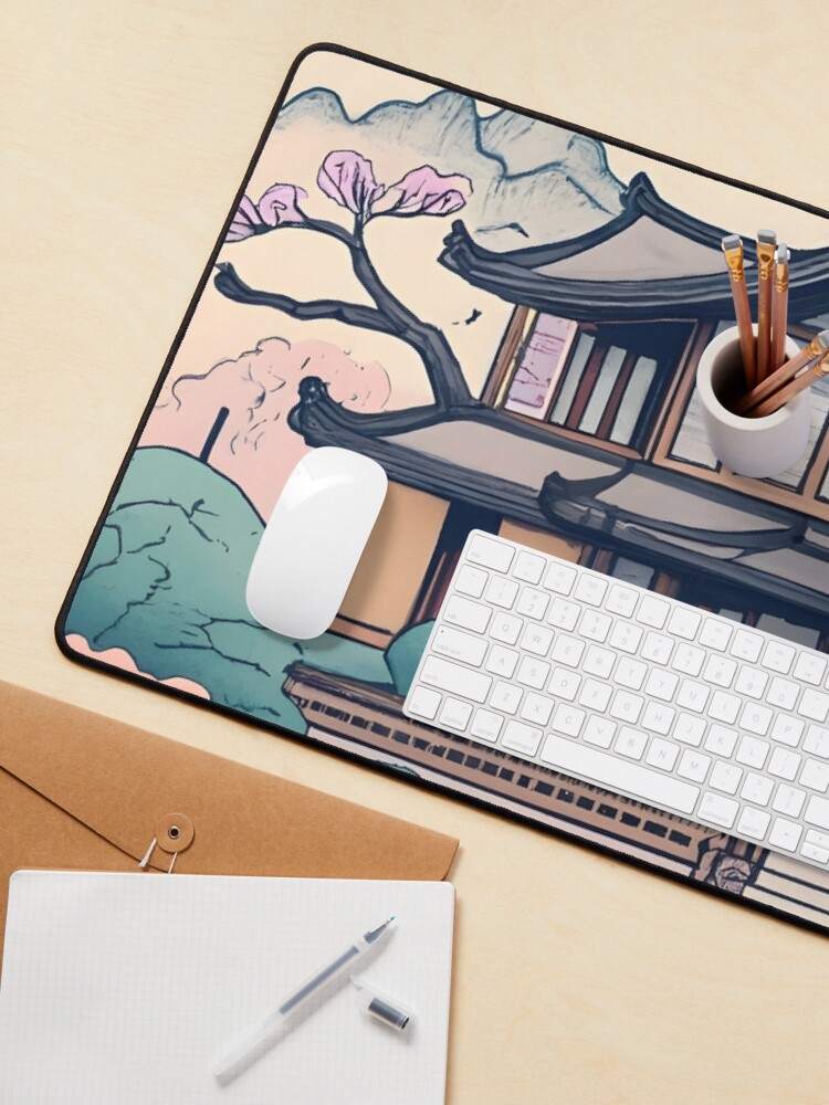 Thumbnail 3 of 5, Mouse Pad, Old Traditional Korean house Hanok Drawing designed and sold by Patricks-Art.