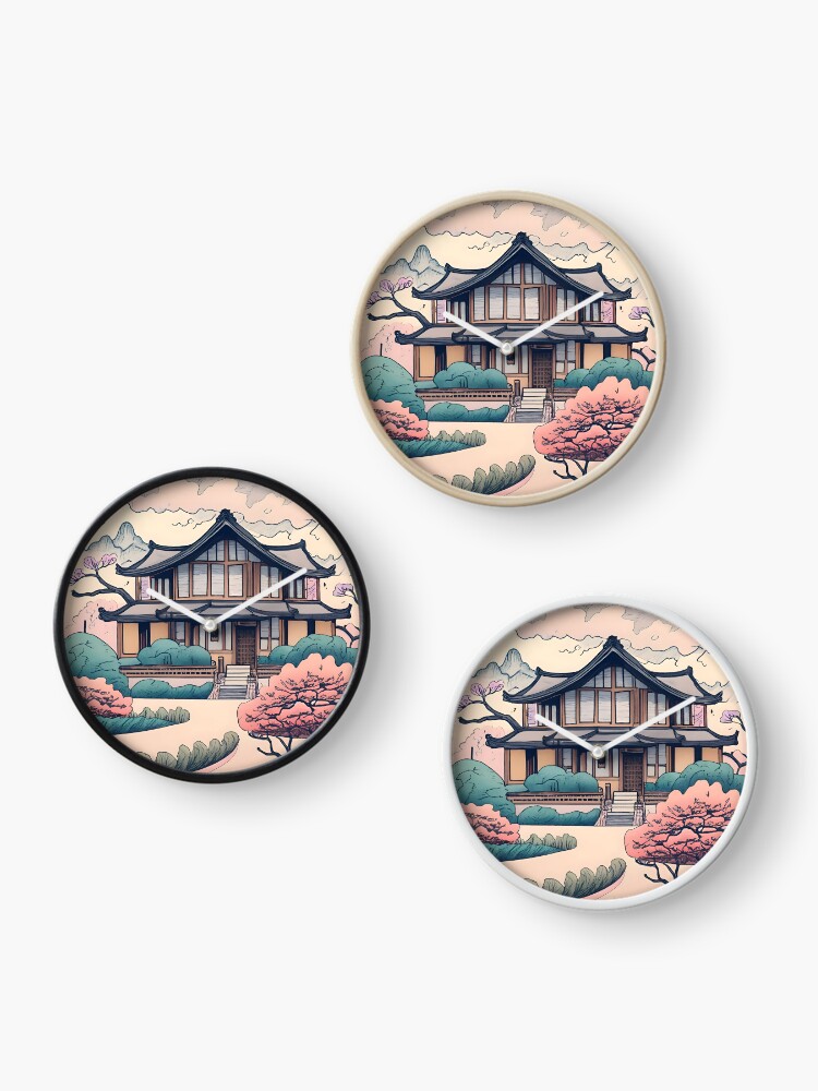 Thumbnail 3 of 4, Clock, Old Traditional Korean house Hanok Drawing designed and sold by Patricks-Art.