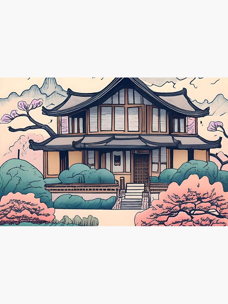 Thumbnail 2 of 2, Laptop Sleeve, Old Traditional Korean house Hanok Drawing designed and sold by Patricks-Art.