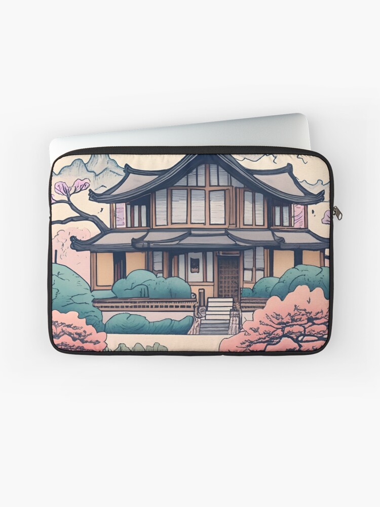 Thumbnail 1 of 2, Laptop Sleeve, Old Traditional Korean house Hanok Drawing designed and sold by Patricks-Art.