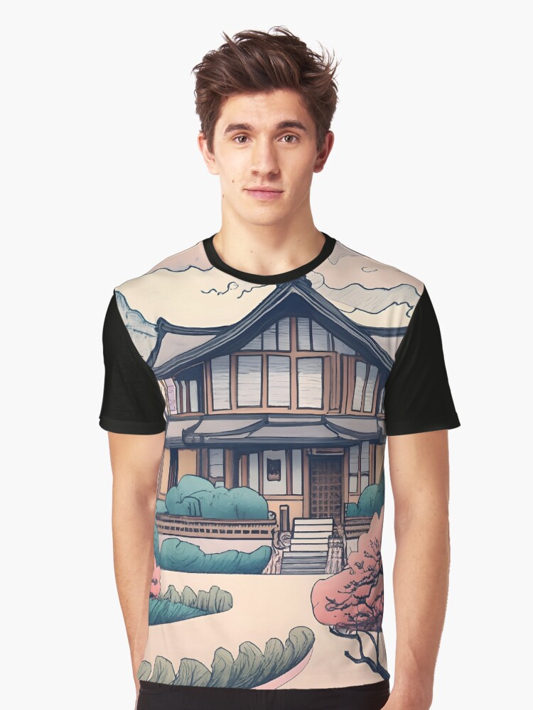 Thumbnail 1 of 5, Graphic T-Shirt, Old Traditional Korean house Hanok Drawing designed and sold by Patricks-Art.