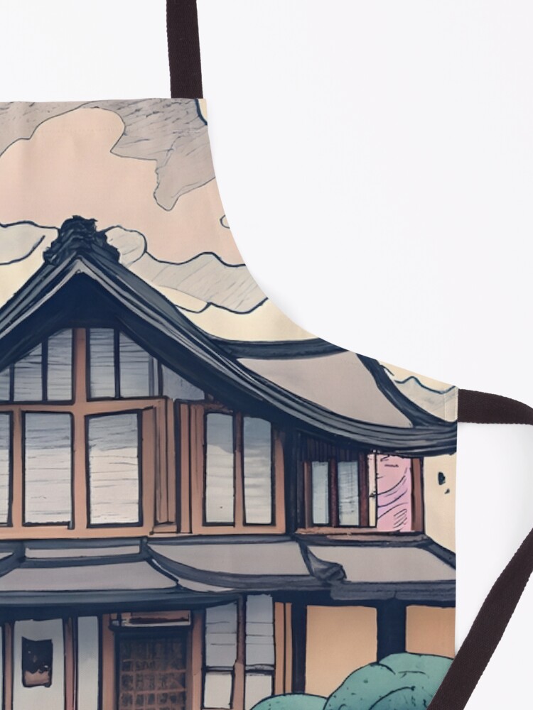 Thumbnail 3 of 6, Apron, Old Traditional Korean house Hanok Drawing designed and sold by Patricks-Art.