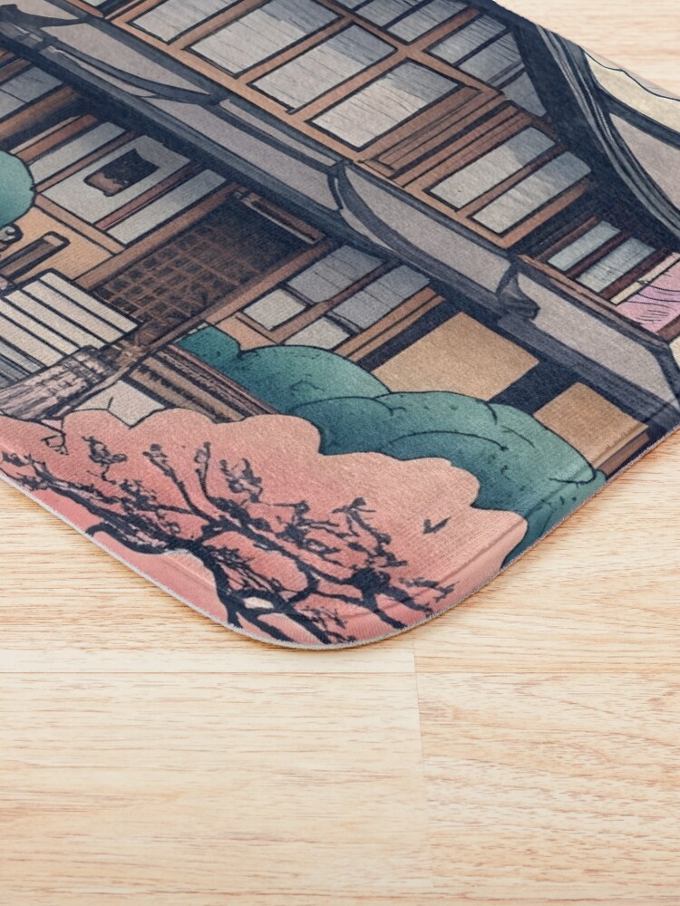Thumbnail 3 of 6, Bath Mat, Old Traditional Korean house Hanok Drawing designed and sold by Patricks-Art.