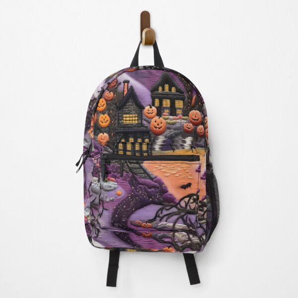 Item preview, Embroidered Halloween Pattern, Haus, Pumpkins, Trees designed and sold by Sunmoonlove.