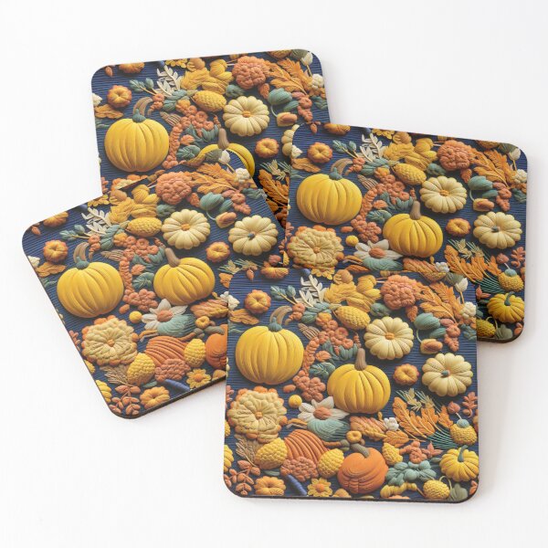 Item preview, 3D Embroidery Fall Pumpkin and Flowers Pattern designed and sold by wizardsncastles.