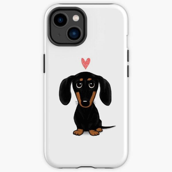 Black and Tan Dachshund with Heart Cute Cartoon Wiener Dog