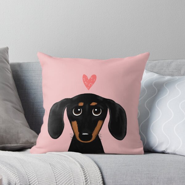 Item preview, Black and Tan Dachshund with Heart | Cute Cartoon Wiener Dog designed and sold by Jenn Inashvili.