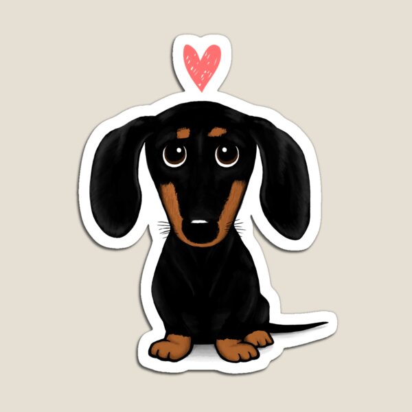 Item preview, Black and Tan Dachshund with Heart | Cute Cartoon Wiener Dog designed and sold by Jenn Inashvili.