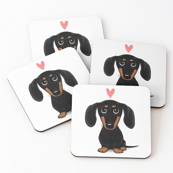 Item preview, Black and Tan Dachshund with Heart | Cute Cartoon Wiener Dog designed and sold by Jenn Inashvili.