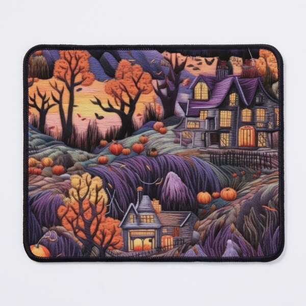 Item preview, Halloween Embroidery Picture, Pumpkin, Trees, Houses designed and sold by Sunmoonlove.