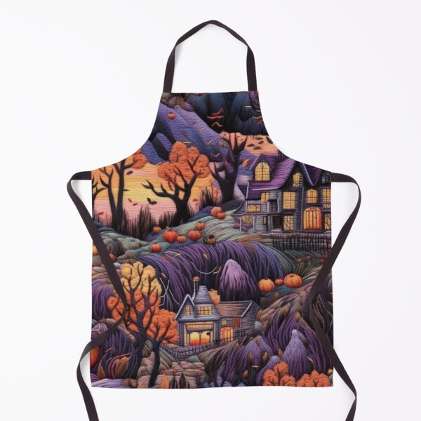 Item preview, Halloween Embroidery Picture, Pumpkin, Trees, Houses designed and sold by Sunmoonlove.
