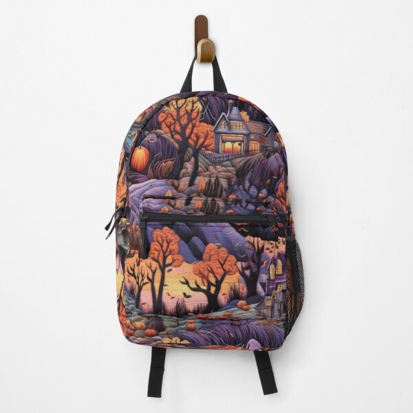 Item preview, Halloween Embroidery Picture, Pumpkin, Trees, Houses designed and sold by Sunmoonlove.