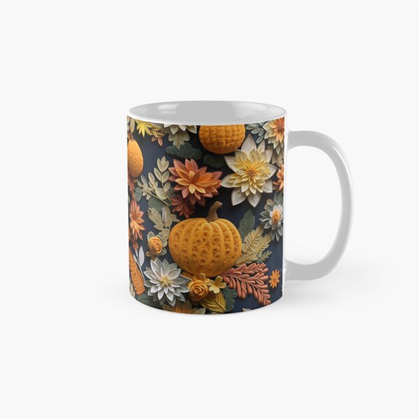 Item preview, 3D Embroidery Fall Pumpkin Ornate Flowers Pattern designed and sold by wizardsncastles.