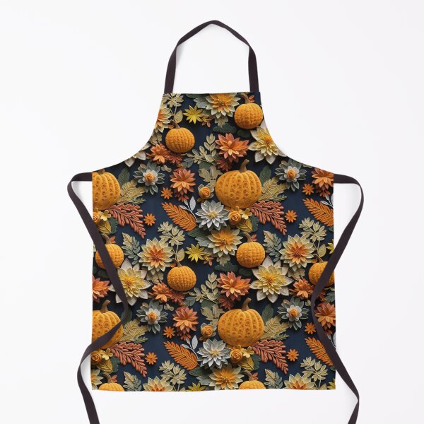 Item preview, 3D Embroidery Fall Pumpkin Ornate Flowers Pattern designed and sold by wizardsncastles.