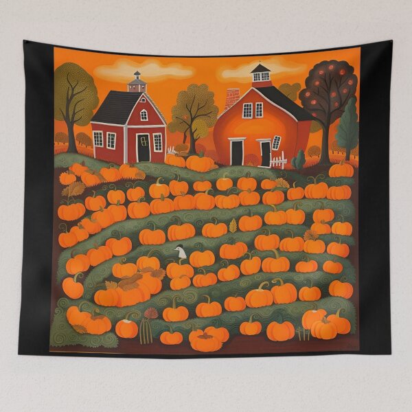 Item preview, Halloween in village,  American folk art 2 designed and sold by Gala-life1.