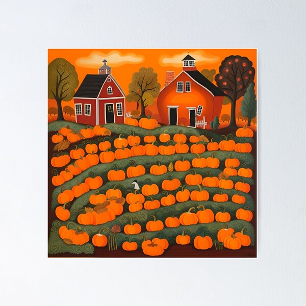 Item preview, Halloween in village,  American folk art 2 designed and sold by Gala-life1.