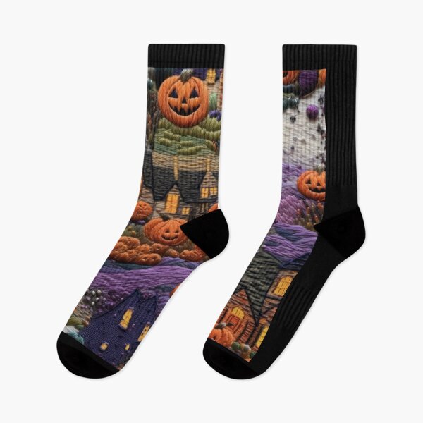 Item preview, Embroidered Halloween Pattern, Castle, Pumpkins, Trees designed and sold by Sunmoonlove.