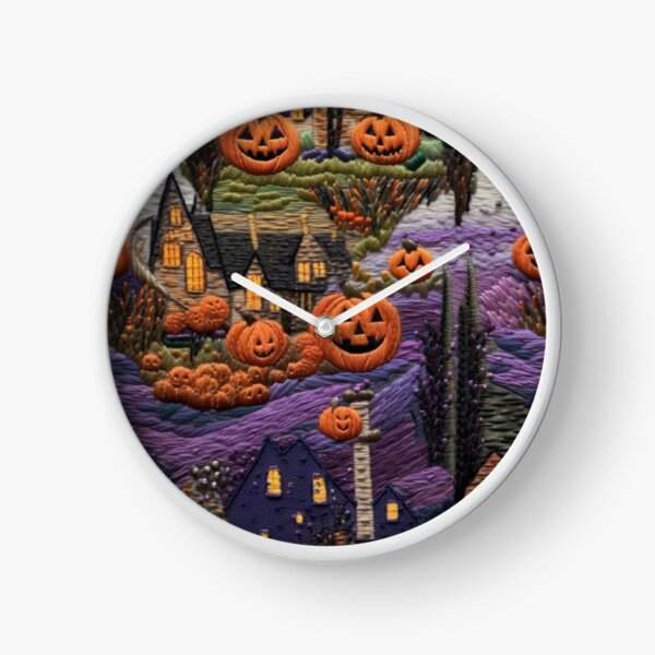 Item preview, Embroidered Halloween Pattern, Castle, Pumpkins, Trees designed and sold by Sunmoonlove.