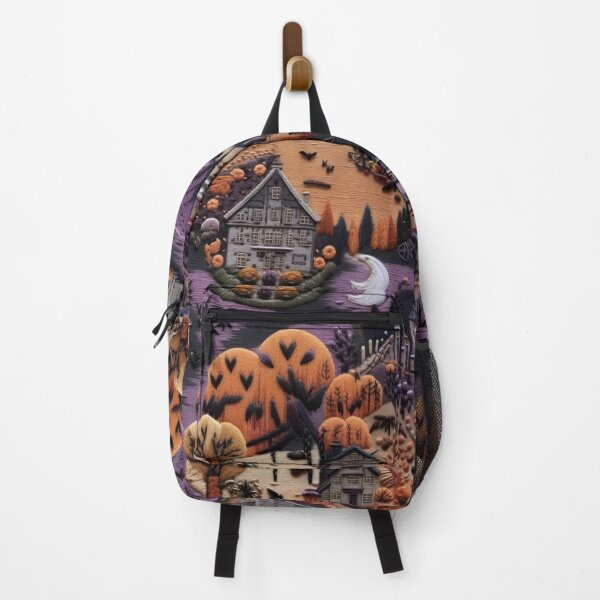 Item preview, Embroidered Halloween Pattern, Castle, Pumpkins, Trees designed and sold by Sunmoonlove.