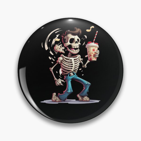 Item preview, Happy skeleton with a milkshake designed and sold by ChesssesShop.
