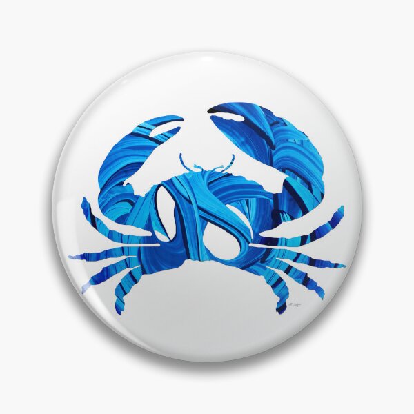 Item preview, Blue And White Beach Crab Art designed and sold by Sharon Cummings Art.