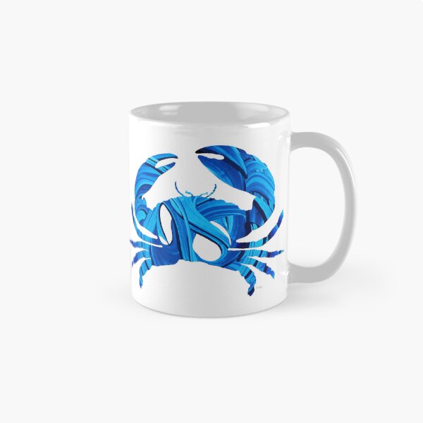 Item preview, Blue And White Beach Crab Art designed and sold by Sharon Cummings Art.