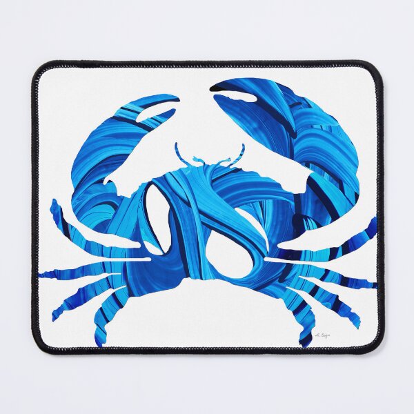 Item preview, Blue And White Beach Crab Art designed and sold by Sharon Cummings Art.